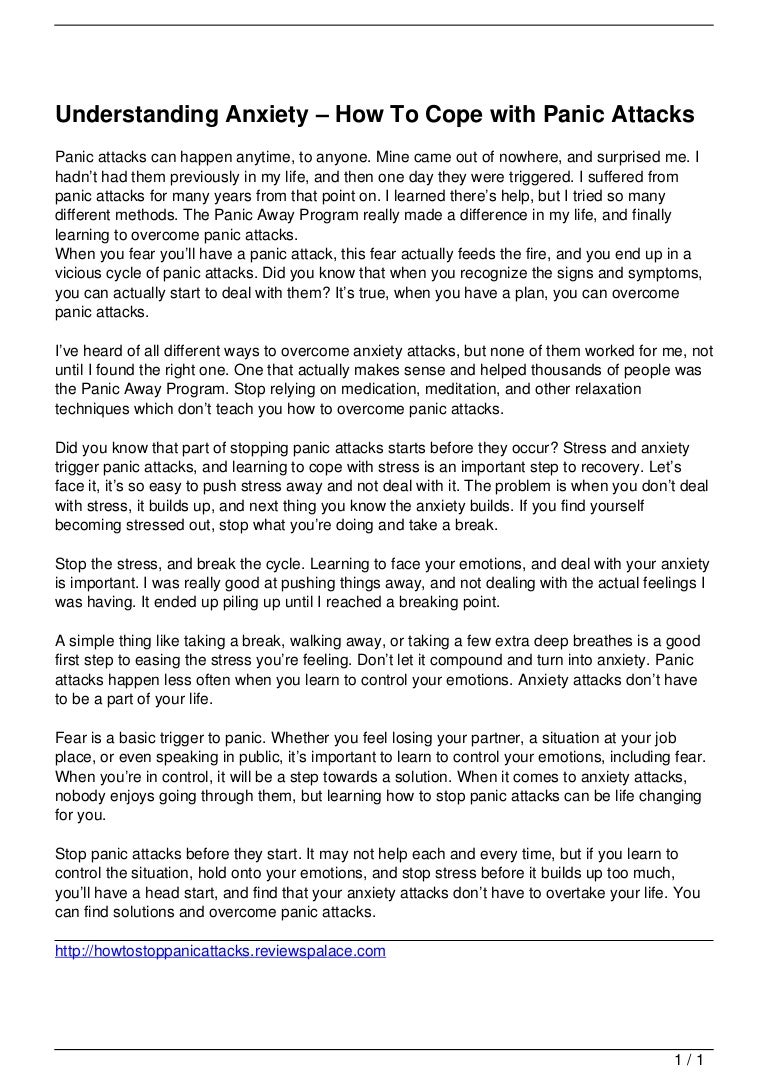 How to cope with panic attacks How to cope with panic attacks